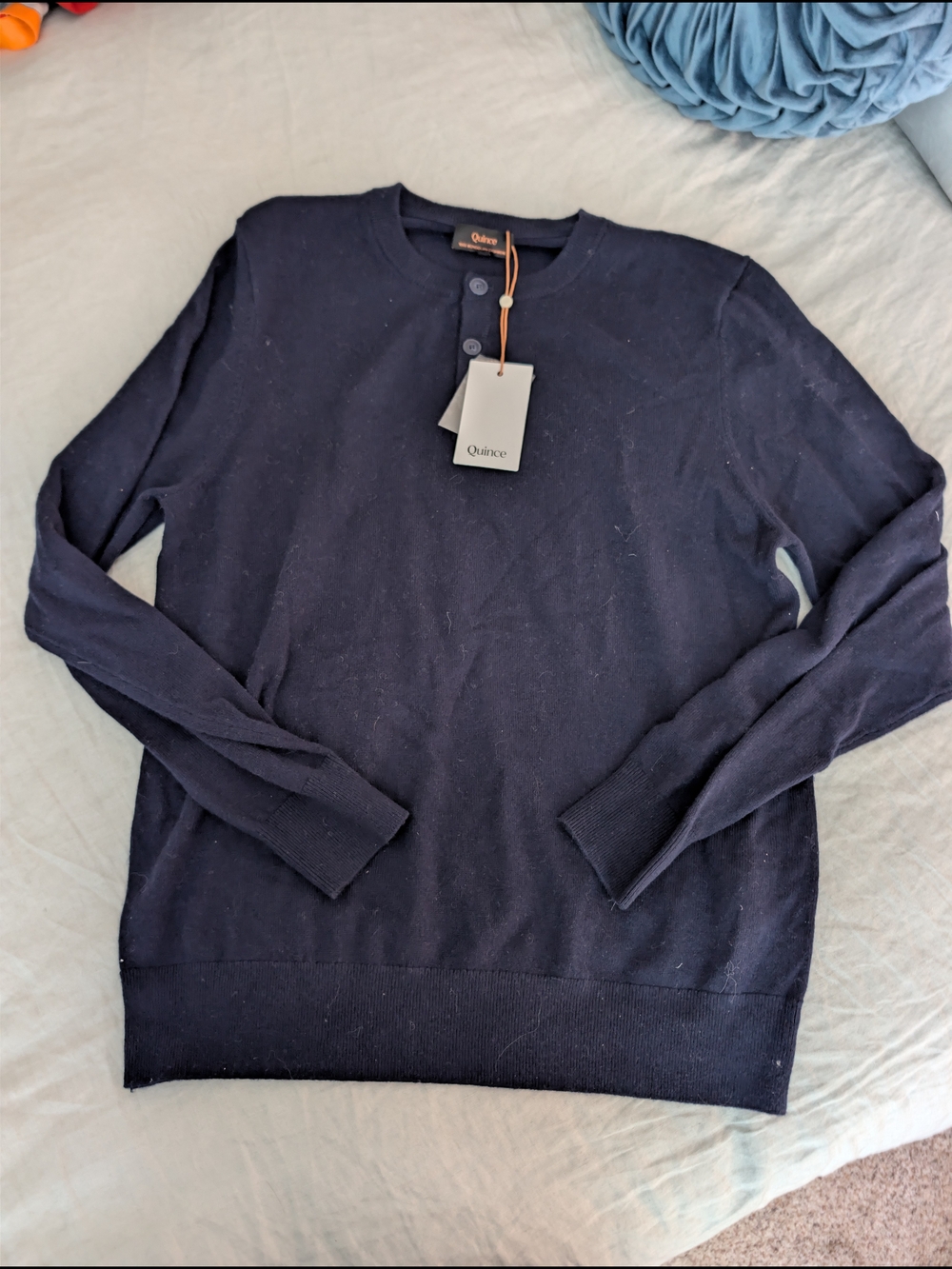 Quince Men's Navy Crewneck Henley Sweater